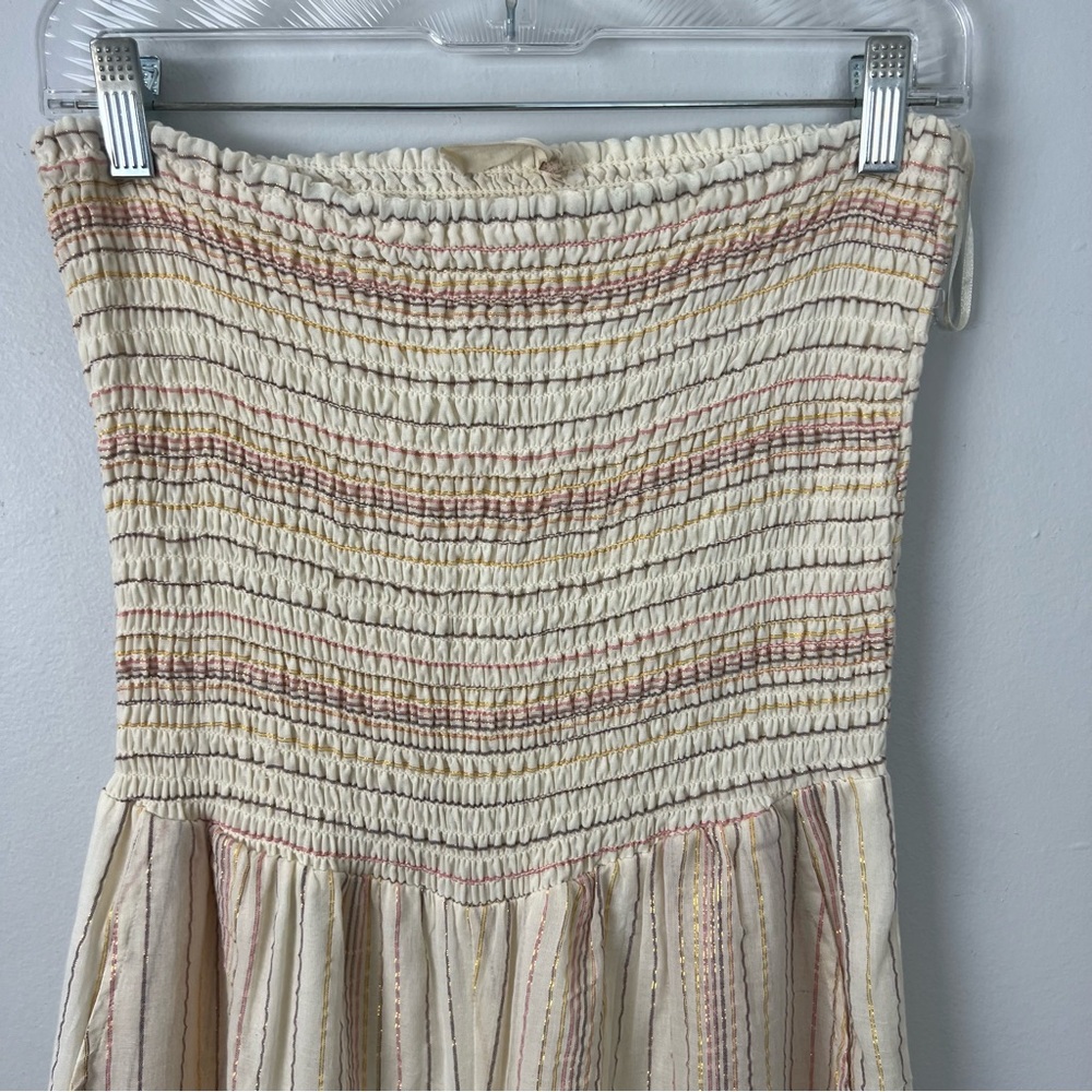 Altar'd State Wide Leg Cotton Strapless Smocked Jumpsuit - Picture 2 of 8